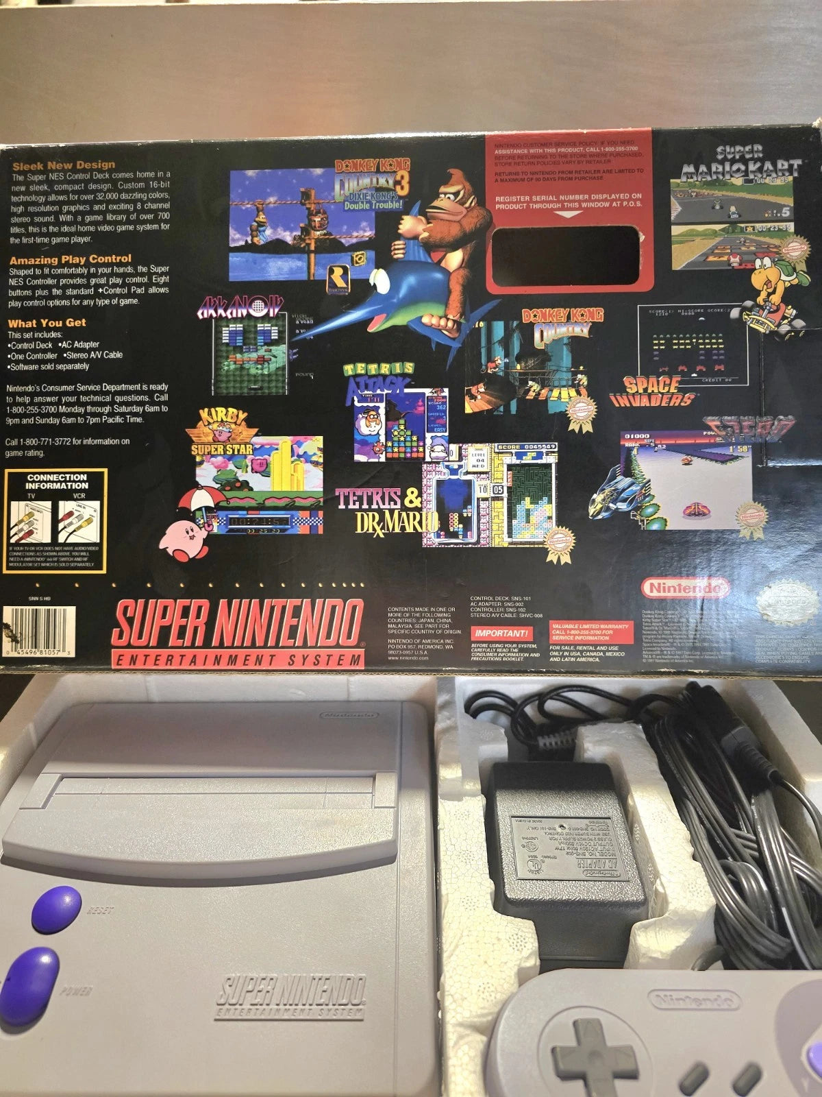 Super Nintendo SNES Jr Console Complete In Box.